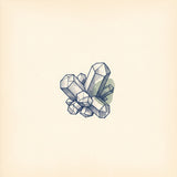 Engraved illustration of hexagonal hydroxyapatite crystals