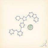Illustration of linked molecular rings with a water droplet